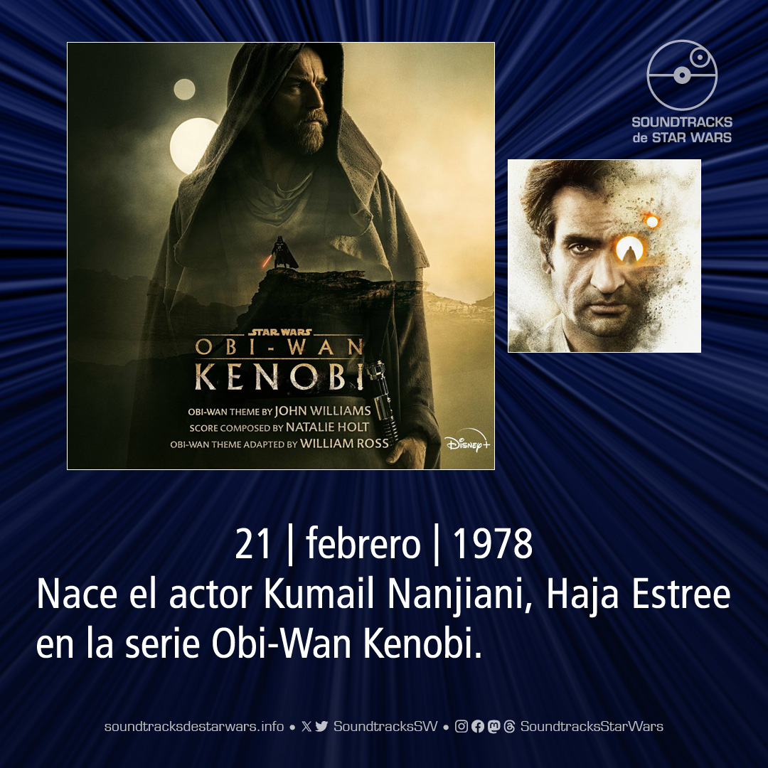El 21 de febrero de 1978 nace el actor Kumail Nanjiani, Haja Estree en la serie Obi-Wan Kenobi.

On February 21, 1978, the actor Kumail Nanjiani, Haja Estree in the Obi-Wan Kenobi series, was born.

#StarWars #KumailNanjiani #HajaEstree