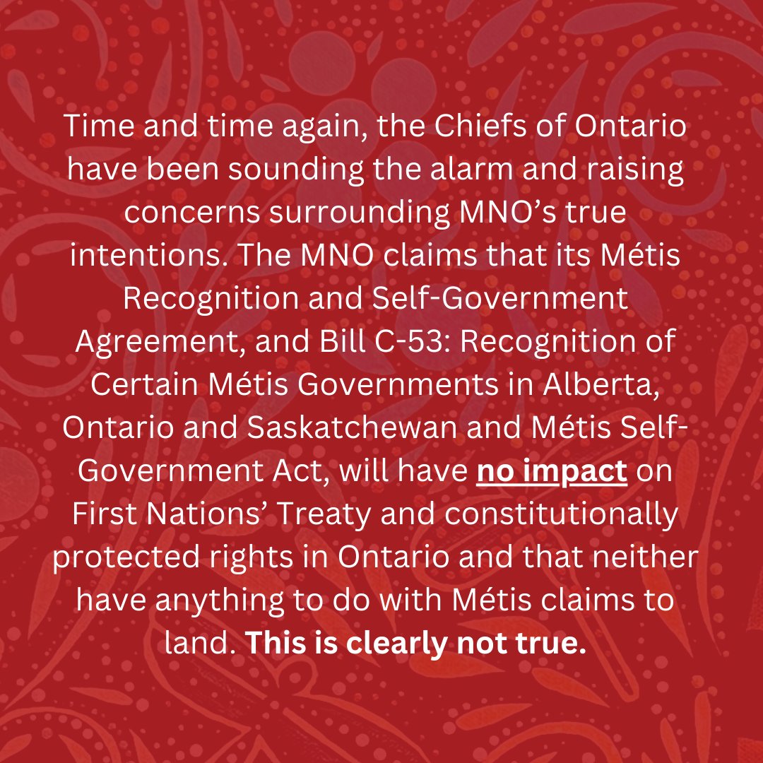 ChiefsofOntario's tweet image. The Metis Nation of Ontario has been allocated over $1.3 million by Canada to acquire a minimum of 40 hectares of land. 

This is simply just the latest example of the MNO further attempting to claim a land base that historically, has never existed in Ontario.

#BillC53