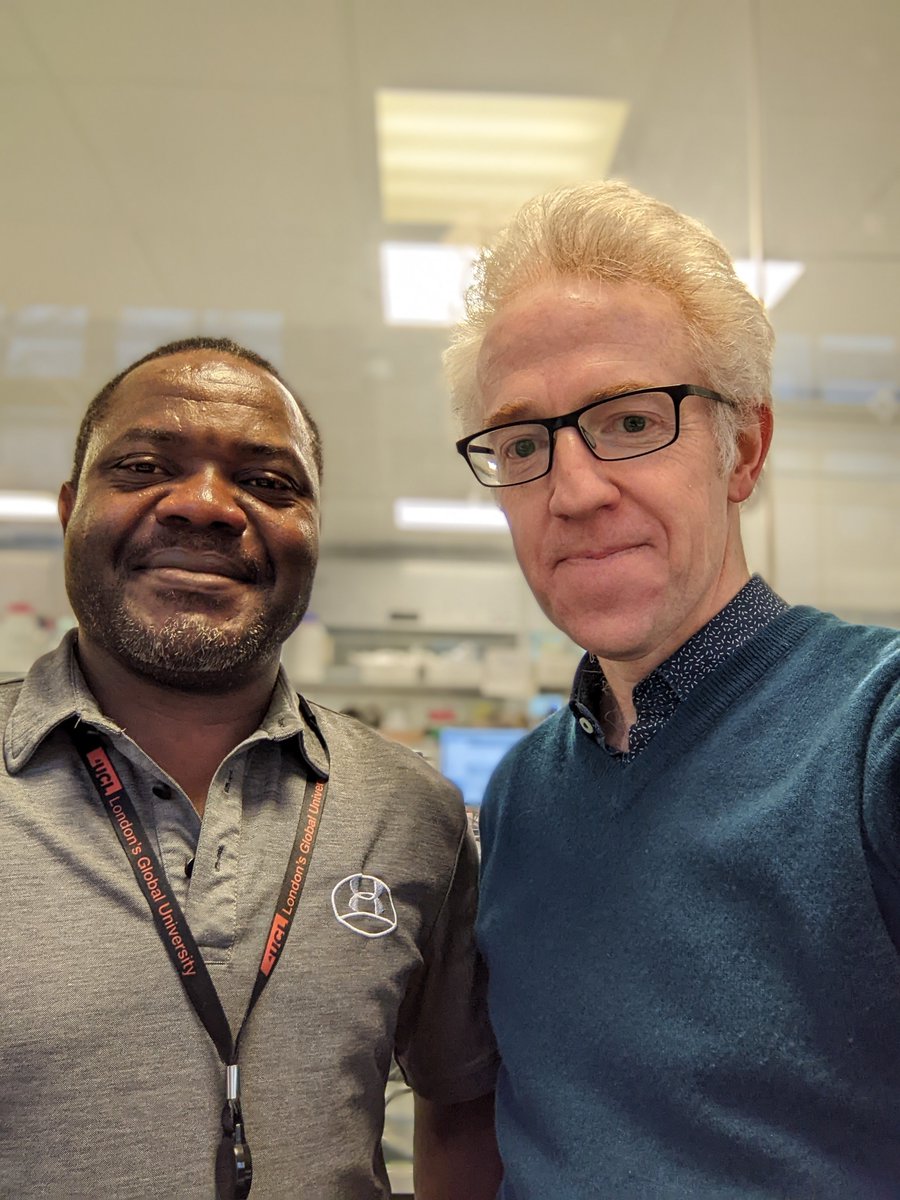 With Dr Evans Mainsah, University of Buea, Cameroon @UBuea. Evans is a @BIOVentures Africa Research Excellence Fund Fellow in my lab this year seeking new drugs to treat onchocerciasis (river blindness). #WorldNTDDay