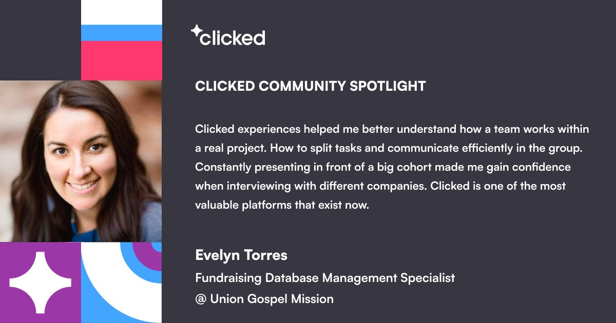 Thrilled to celebrate Evelyn Torres, who completed our Salesforce program! 🌟 Leveraging hands-on experience from Clicked, Evelyn seamlessly translated skills into a dream job! 🚀 Incredibly proud and excited to share her inspiring story! 🎉🙌 #Congratulations
