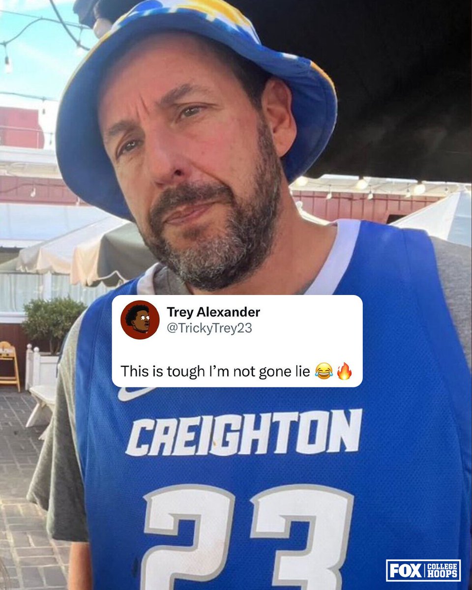 Casually, rocking <a href="/BluejayMBB/">Creighton Men’s Basketball</a> threads 😏

<a href="/AdamSandler/">Adam Sandler</a> x <a href="/TrickyTrey23/">Trey Alexander</a>