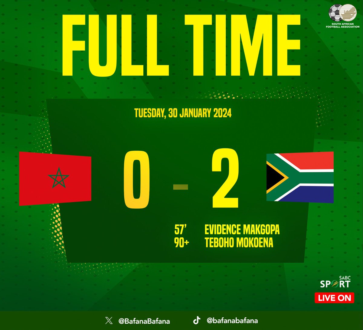 A bunch of ….. 👂 It ends 2-0 at Stade Laurent Pokou 🇿🇦🔥 #TotalEnergiesAFCON2023 #AFCON2023 #BafanaPride
