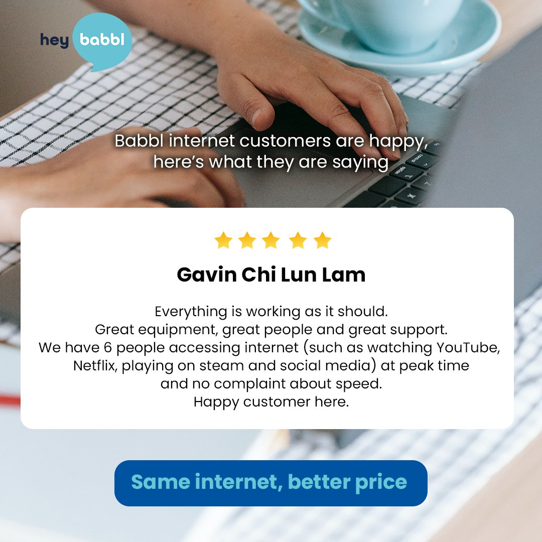 heybabbl's tweet photo. We absolutely appreciate our customers and their support!

#heybabbl
#affordableinternet
#simpleswitch
#homeinternet
#vancouver
#victoria https://t.co/Nr5pg0Git9