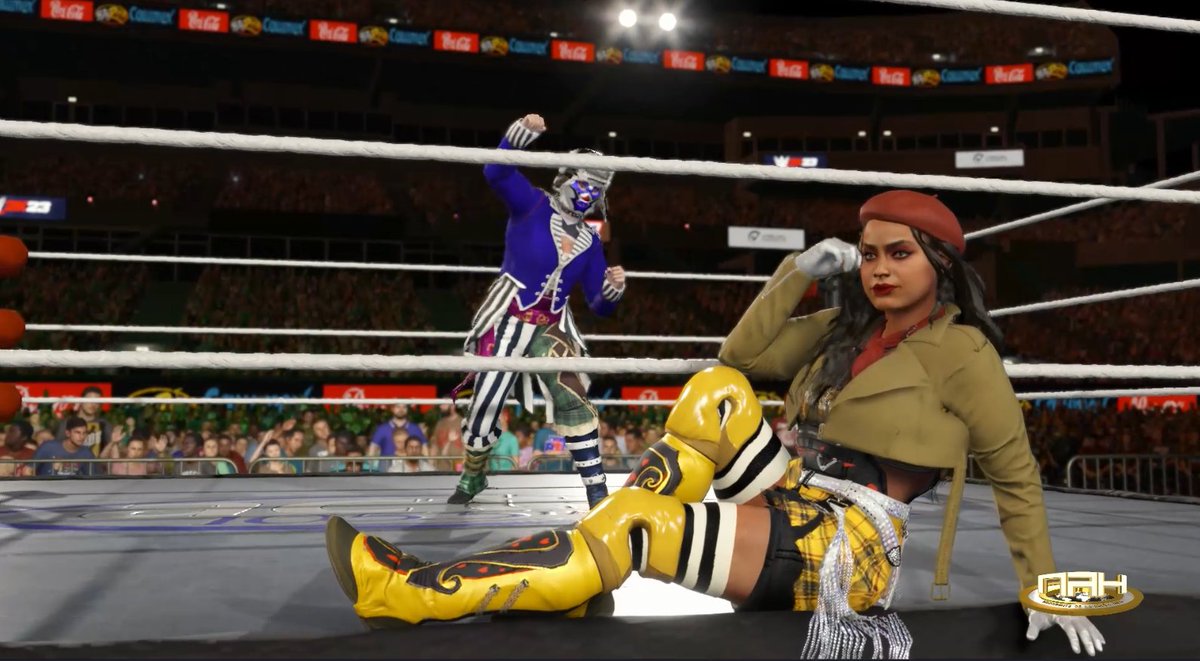 Mexiftw's tweet photo. Presentando la chica mas mala, Ximena Jimenez! 1 half of Circo DescapiTaTas. her cold demeanor gives you the impression of a girl sin amor but she's got more heart than you know. #WWE2K23 #circusgirls #mexicanas #chapulincolorado #chavadelocho #yonose https://t.co/Uv1IaEWNpE