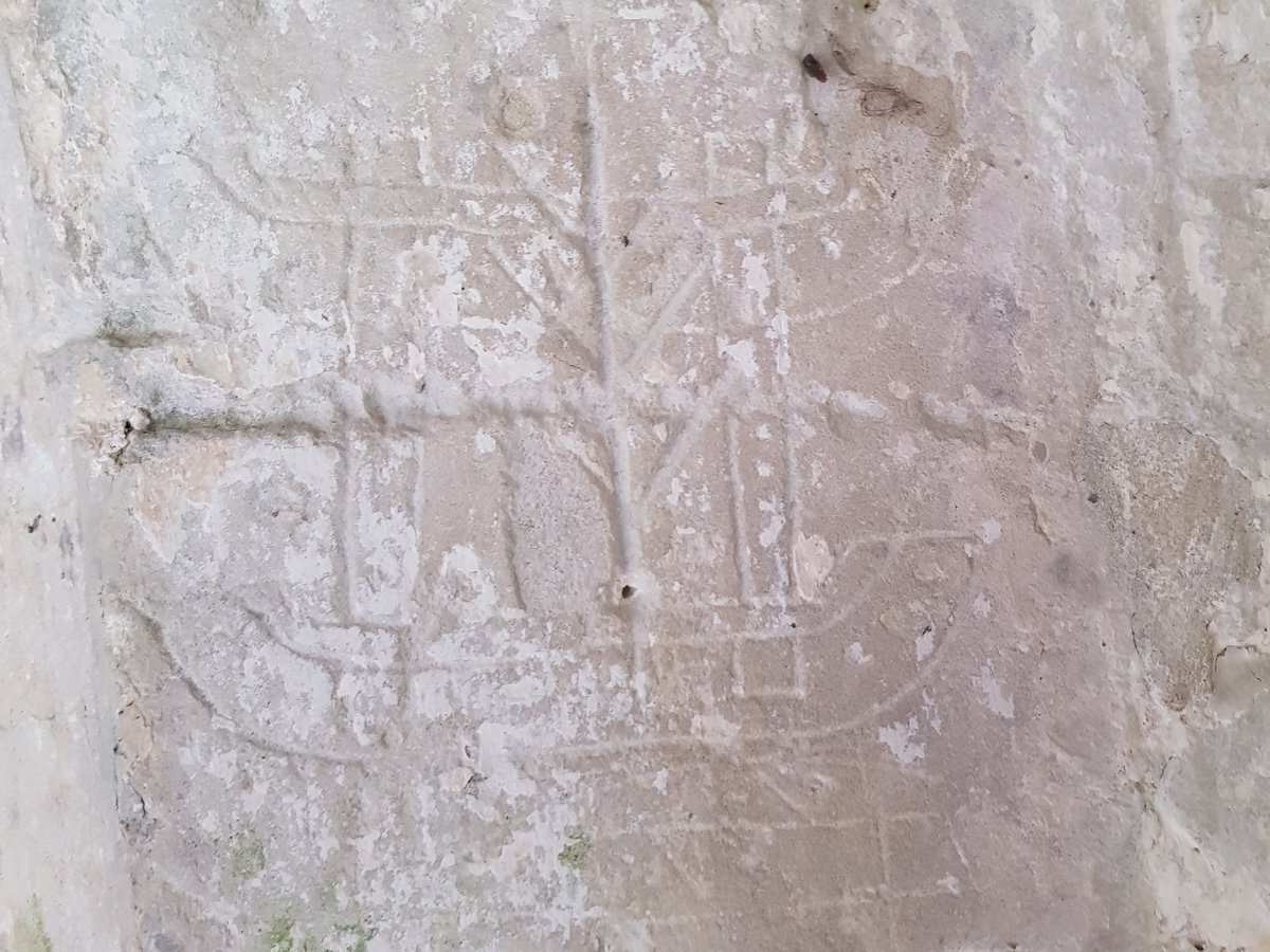 TheHistoryMouse's tweet photo. #TheWinterScamper2023 #ChurchesForGraffiti and #TheTwitterMouseWinnerIs: #BaverstockChurch. The Mouse's first ever ship graffiti and a ship that turned out to be a legendary sled. Go figure. #HistoricGraffiti #GraffitiTuesday #ImJustStaringAtWalls https://t.co/ncbg2jrcSW