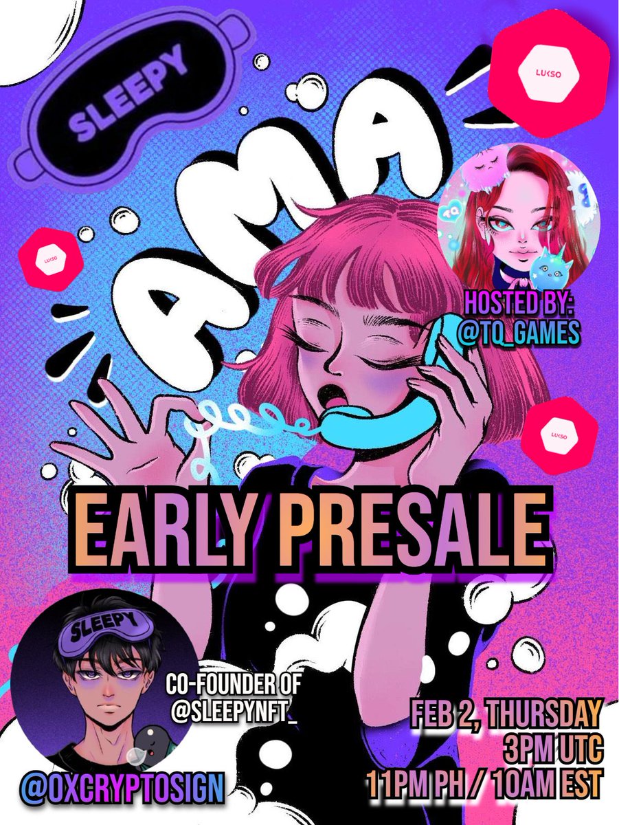 Join us in another spaces hosted by <a href="/TQ_Games/">👑 TQ 🦇🔊</a>

AMA w/ @0xcryptosign discussing our early-presale launch on <a href="/lukso_io/">LUKSO</a> thanks to <a href="/_universalpage/">universal.page</a>

We will be giving away a free mint to someone in the audience.
Come ask questions!

Like, RT &amp; Set Reminders below Sleepy heads 😴
