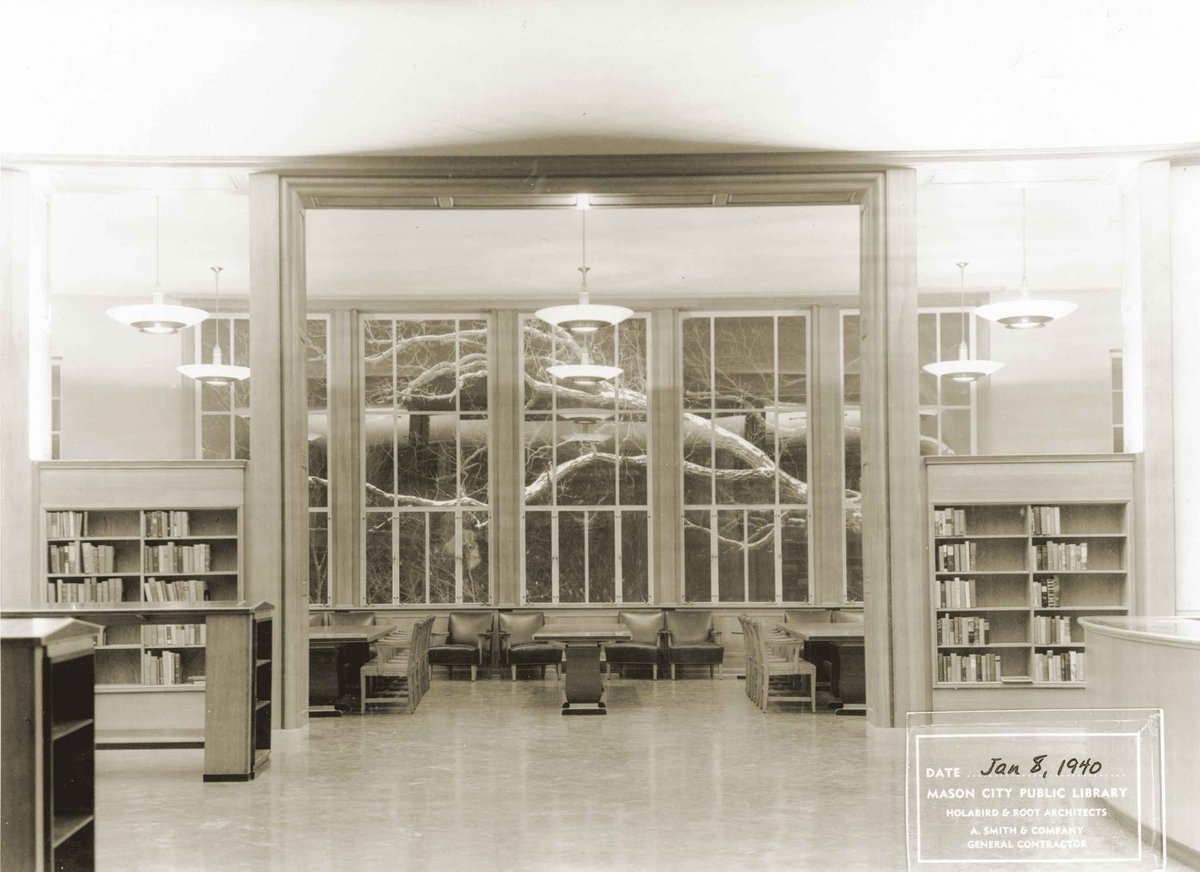 HolabirdRoot's tweet photo. Did you know the Holabird &amp; Root-designed + historic Mason City Public Library opened in Mason City, Iowa 84 years ago this month? In addition to our 1940’s design, our team was honored to revisit this project with a master plan, renovation, and expansion to the Library in 2013. https://t.co/HariJFN6YJ