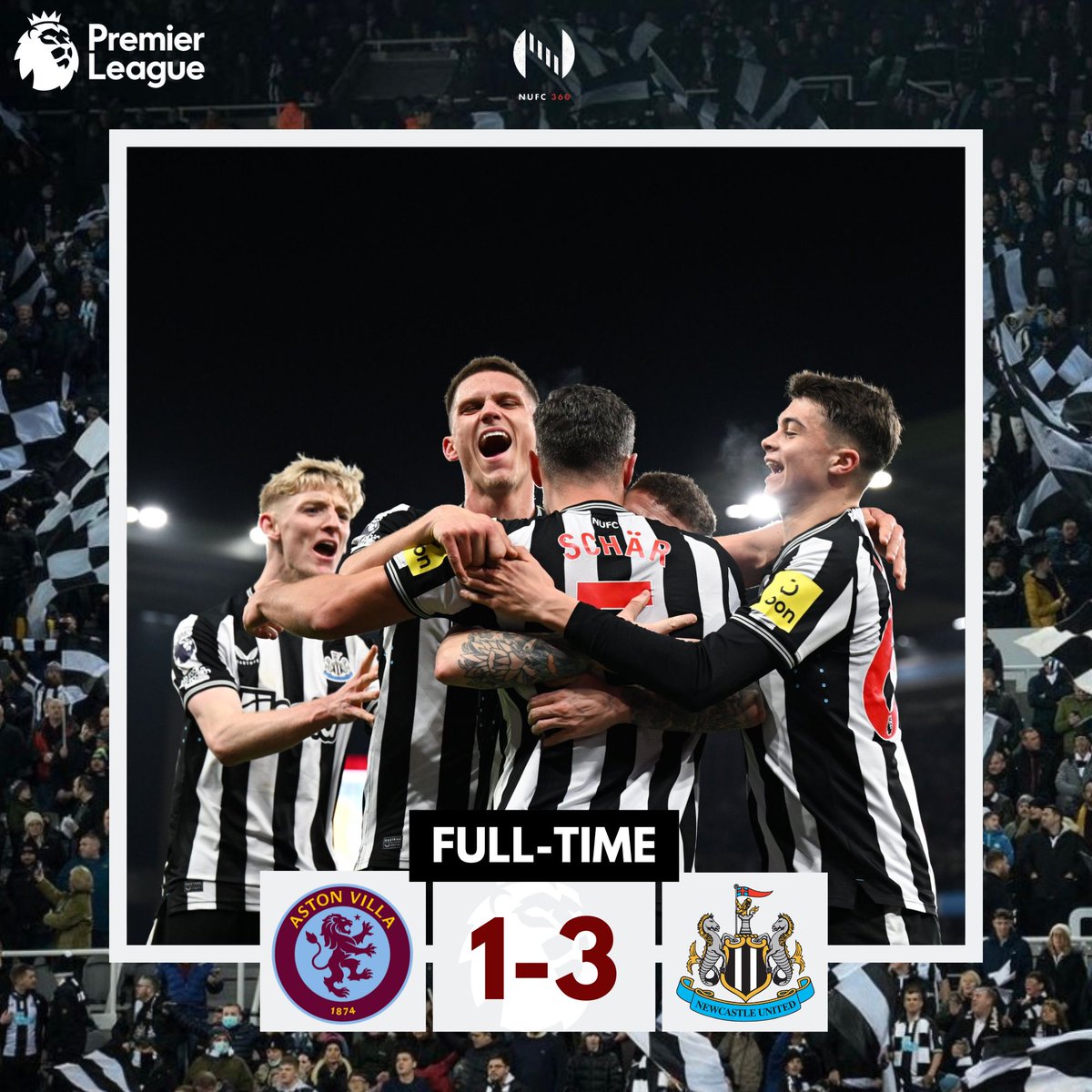NUFC360's tweet photo. Full Time - Aston Villa 1-3 Newcastle

Give us your thoughts!

#NUFC https://t.co/qiXwoT3gnF