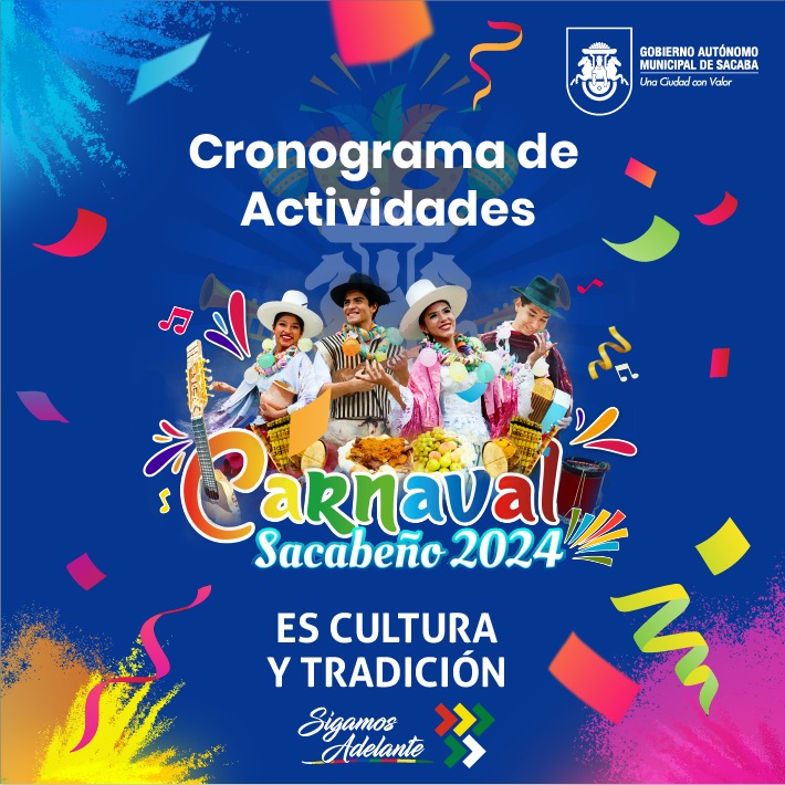 ¡Sumérgete en la diversión del carnaval con nosotros con conciencia!  Te compartimos el cronograma completo de las actividades carnavaleras. sacaba.gob.bo/comunicacion/C…