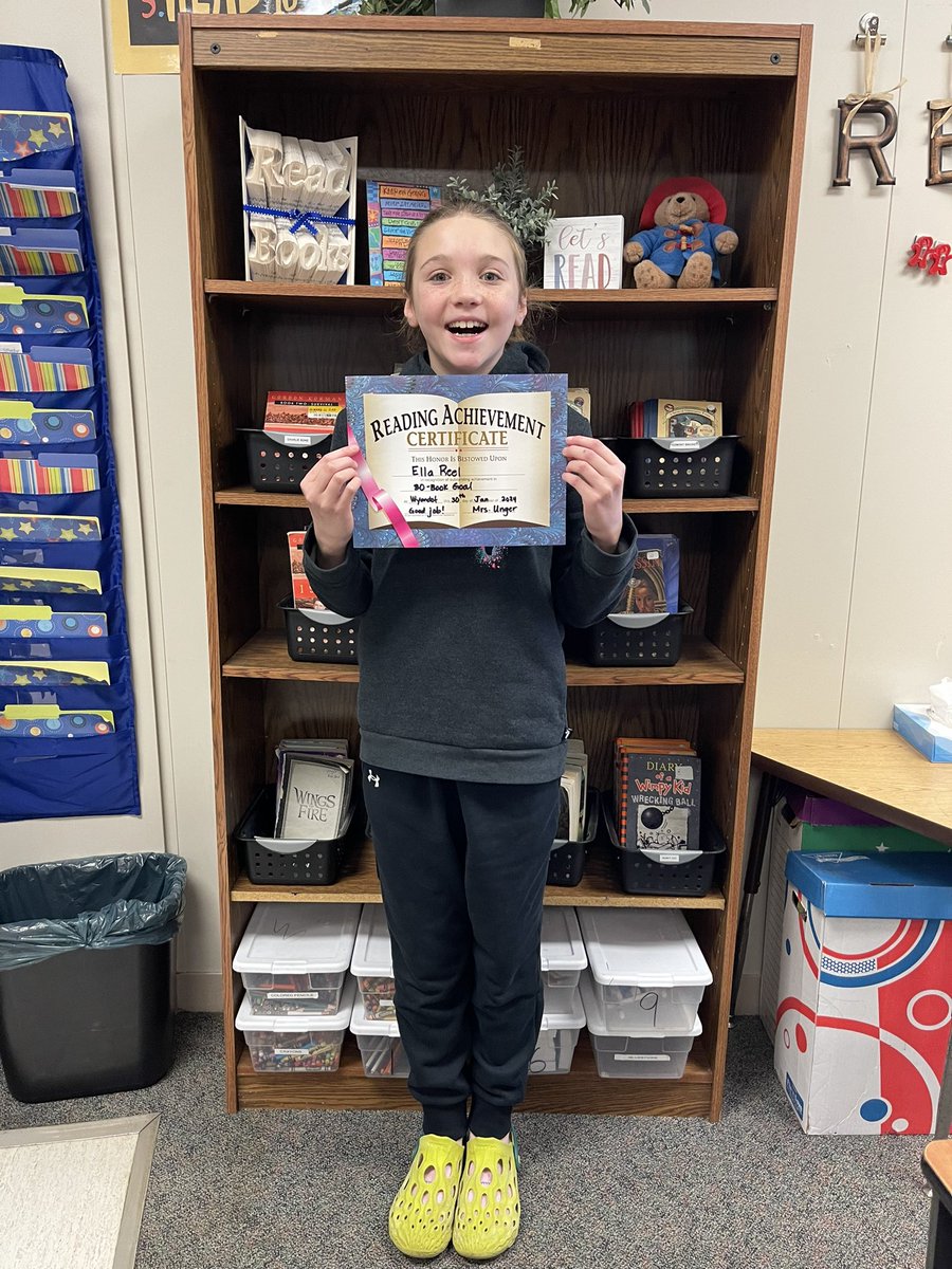 Great job, Ella, for reaching your 30-Book goal! Keep up the good work! 📚 @wesDCSD