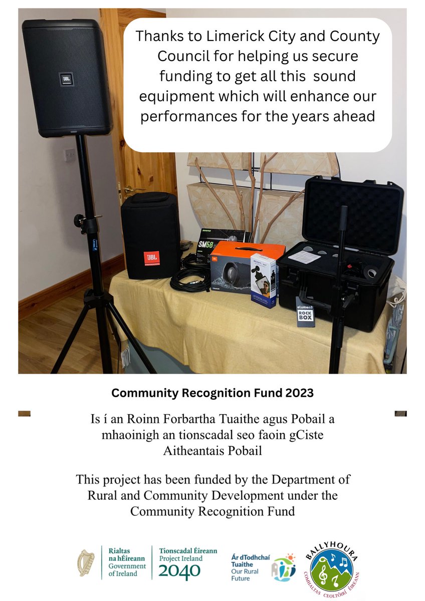 Very grateful to @LimerickCouncil for the CRF funding which allowed us to purchase a host of recording and sound equipment. There’s no stopping us now!