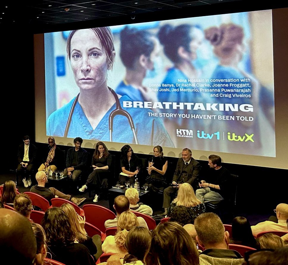 Today @ITV screened the first episode of BREATHTAKING to a cinema full of press. Nerve-wracking, nail-biting, exciting. How I hope we’ve done justice to the experiences of NHS staff 💙