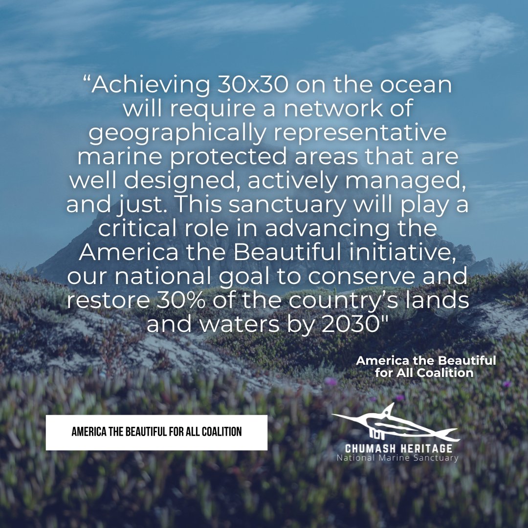 Thank you to the @americathebeautifulforall for submitting a letter in support of the designation of the Chumash Heritage National Marine Sanctuary. The Chumash Heritage National Marine Sanctuary would be an important step to achieve the 30x30 national goal of conservation.