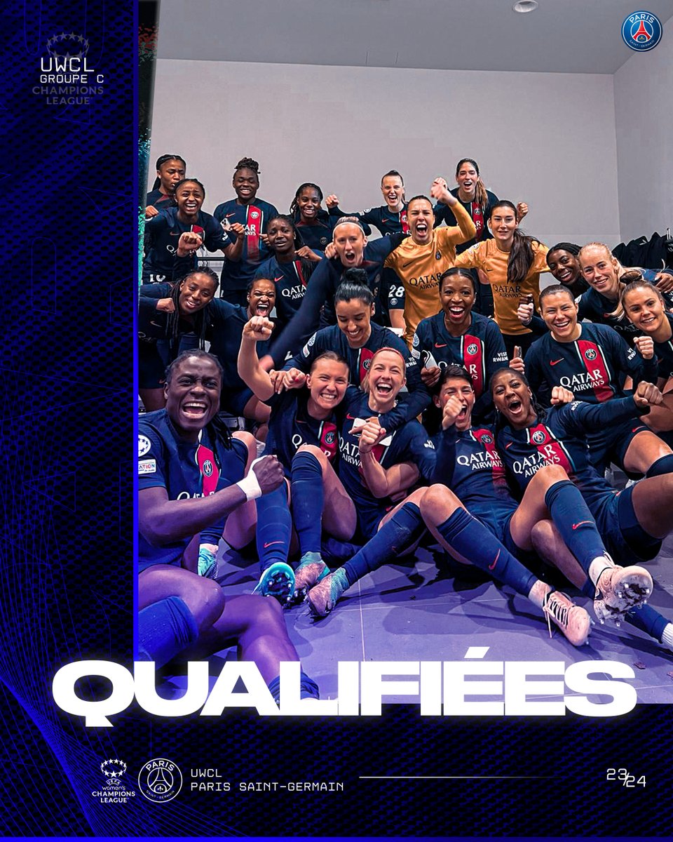 𝐐𝐮𝐚𝐥𝐢𝐟𝐢𝐞́𝐞𝐬 ✅ Nos Parisiennes joueront les quarts de finale de l'@UWCL ! ❤️💙 Tirage au sort le 6 février prochain (13h). #UWCL