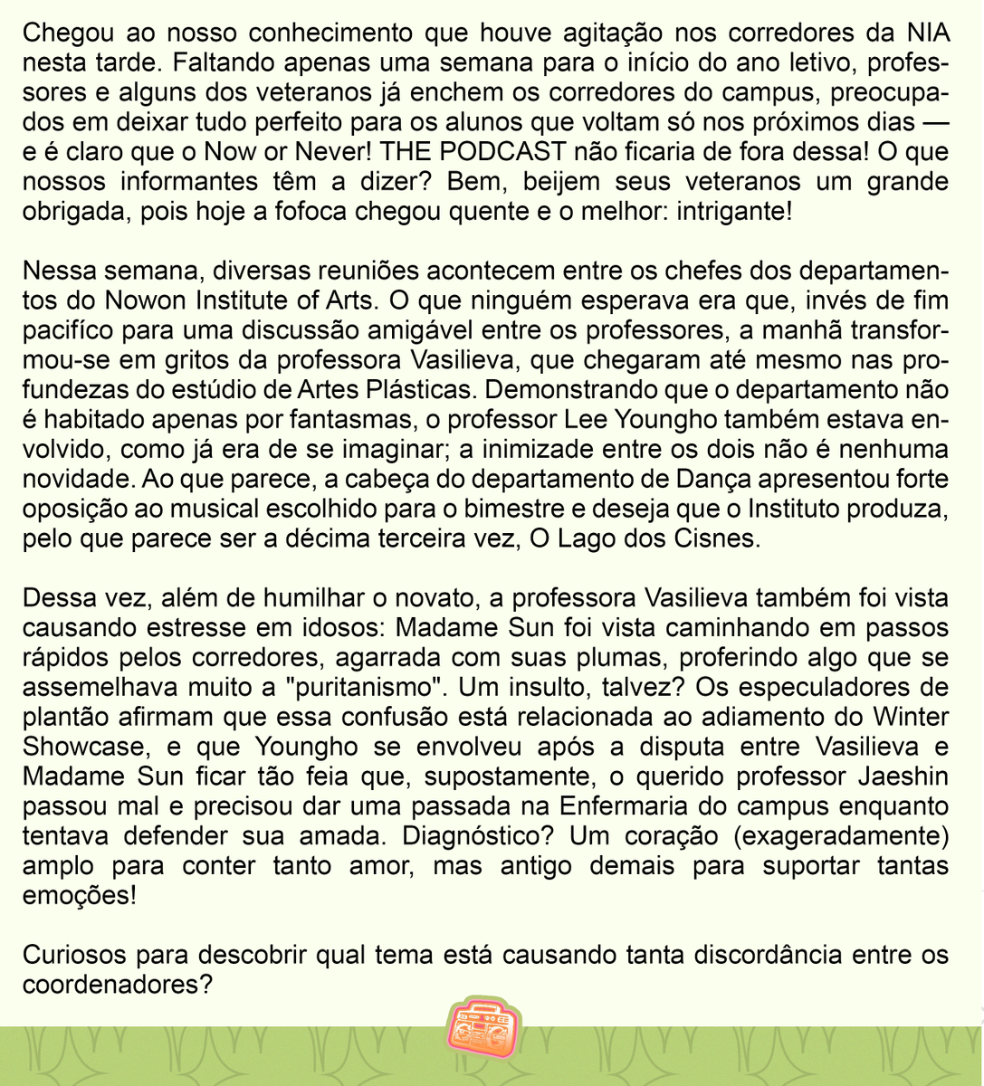 nowccast's tweet photo. 𝗡𝗢𝗩𝗢 𝗣𝗢𝗦𝗧 𝗡𝗢 𝗕𝗟𝗢𝗚: Em um Instituto de Artes, a vida é sempre um filme; hoje, particulamente, foi um filme de guerra, com coordenadores aos berros e idosos na enfermaria (não se preocupem, o diagnóstico foi: amor demais!). Quer saber mais? Vem com a gente! https://t.co/eknA4knAmB