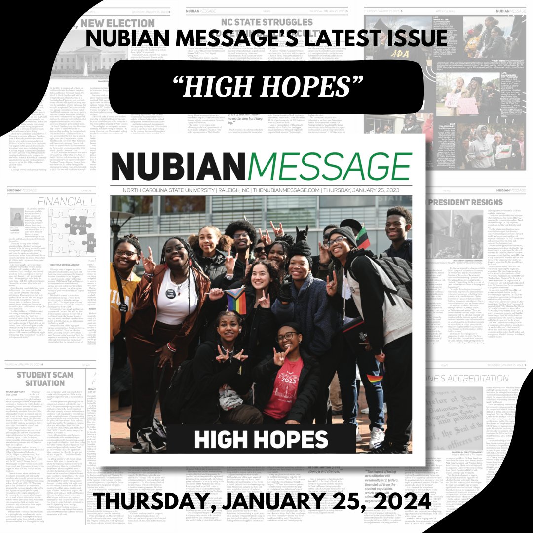 Our first issue of the new semester came out this past Thursday! Go pick up a copy to stay in the know about what’s going on at our school, in our state, and around the world 🌎📰

Find it on stands or at the link below! 
thenubianmessage.com