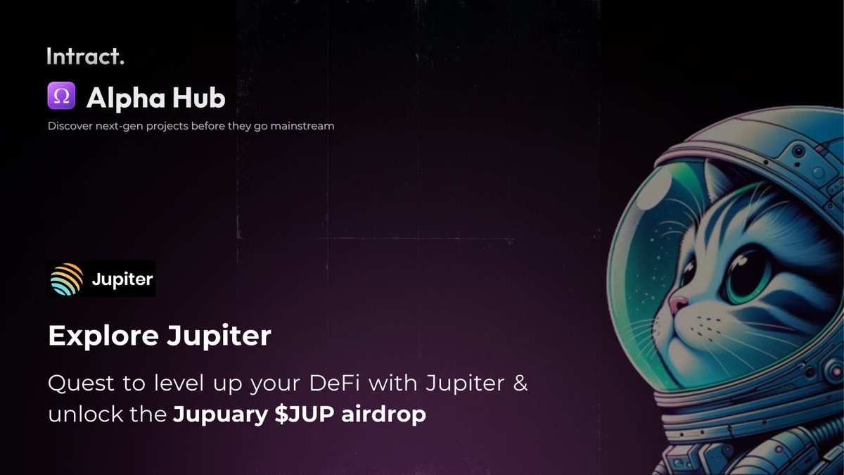 Intract ๐ (@intract_hq) on Twitter photo Join the Jupiter revolution + unlock the $JUP Airdrop! ๐ช
Explore <a href="/JupiterExchange/">Jupiter (๐ฑ, ๐)</a>, the ultimate Solana-based CEX replacement and secure your $JUP airdrop spot through this guided quest on Intract.
Go: link.intract.io/PuTcet Join the Jupiter revolution + unlock the $JUP Airdrop! ๐ช
Explore <a href="/JupiterExchange/">Jupiter (๐ฑ, ๐)</a>, the ultimate Solana-based CEX replacement and secure your $JUP airdrop spot through this guided quest on Intract.
Go: link.intract.io/PuTcet