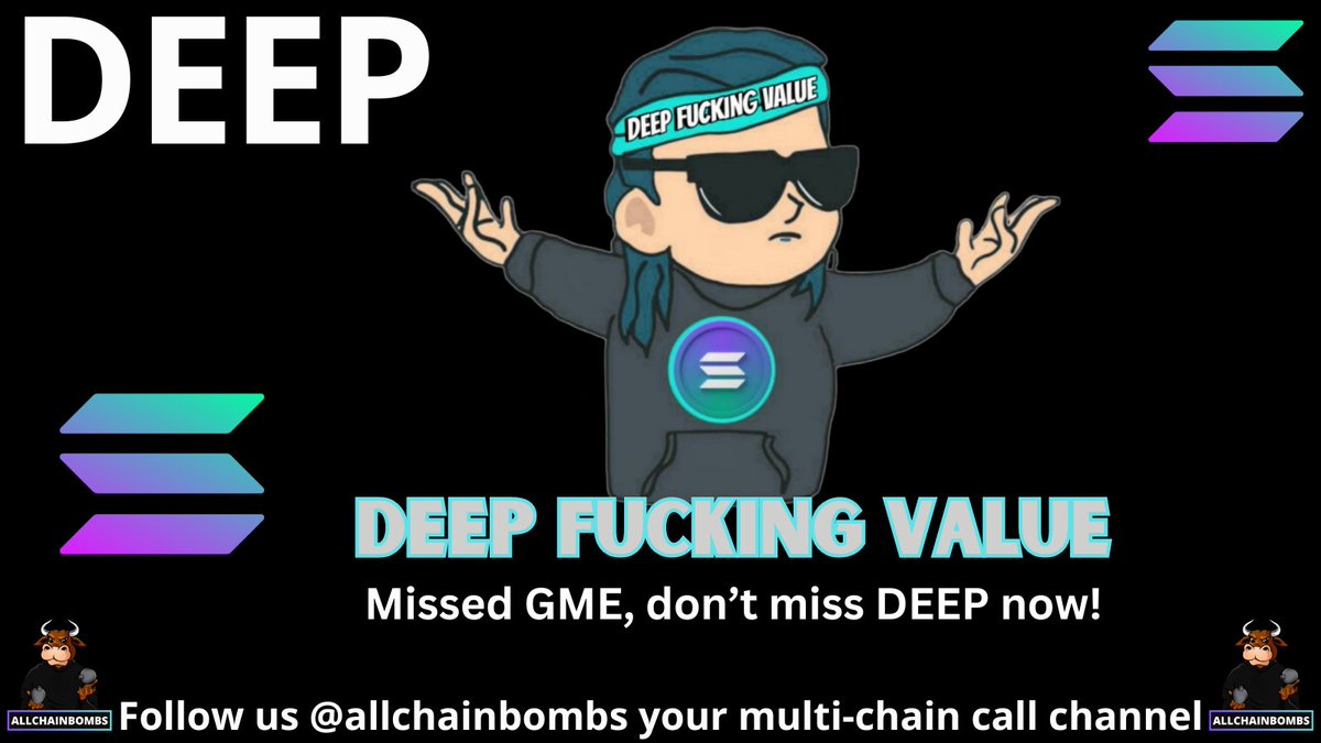 allchainbombs's tweet photo. #DEEP is a new #SOL memecoin, following the #GME trend. Community forming and already over 3800 holders in less then 7 hours since launch, 300k DYOR! @DeepONSOL #SOLANA #100X #MEME #1000X 
https://t.co/hQ7MHwM1ZR https://t.co/rzcL0eDSSw