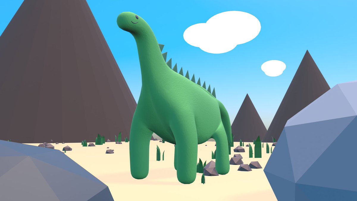 It was Draw a Dino day at UPS today. This was my entry. I had a self-imposed restriction of one hour, no imported models, no references.