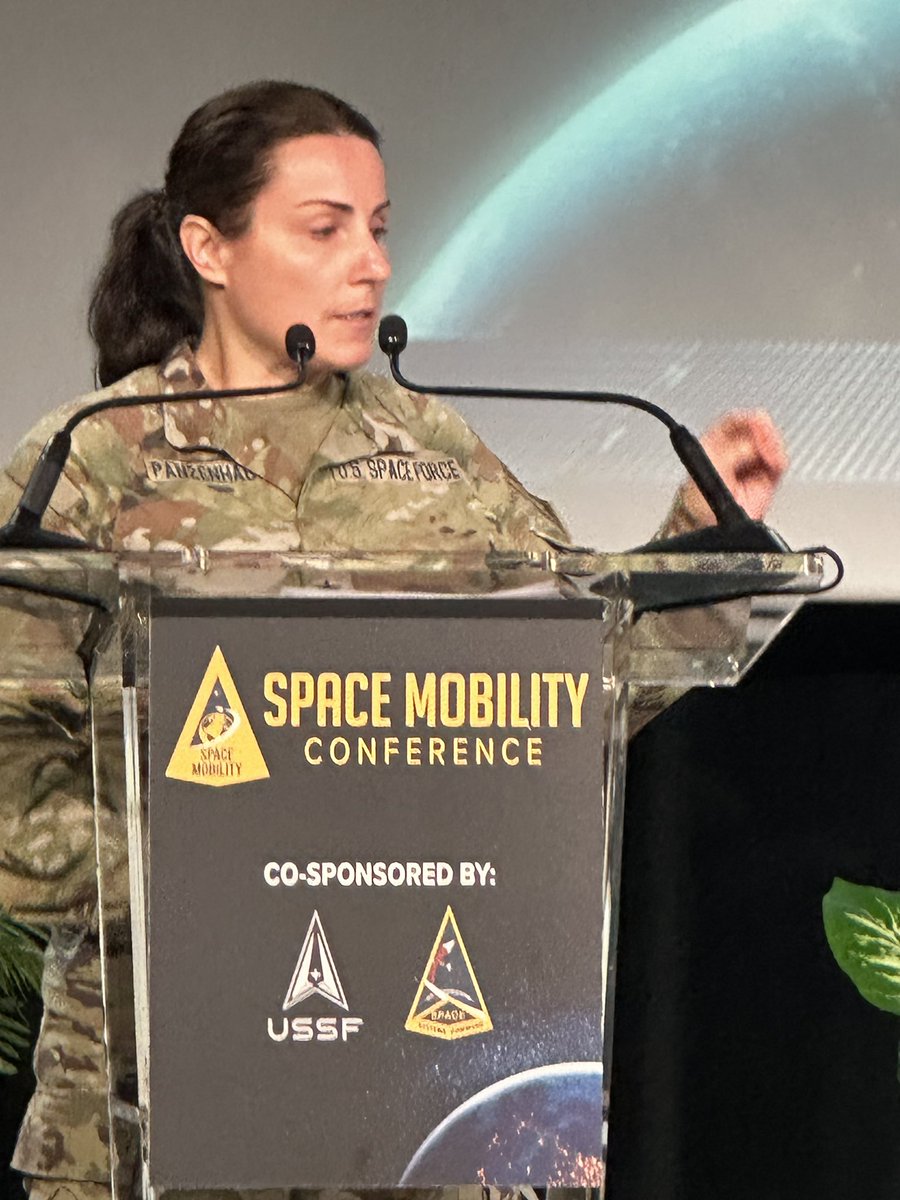 USSF_SSC's tweet photo. #SpaceSystemsCommand’s Brig. Gen. Panzenhagen addressed the commercial space industry during her #SpaceMobilityConference Assured Access to Space keynote . “How will the services develop the tactics, techniques & procedures? How does this fit into a whole of gov’t strategy?” https://t.co/3jXhov9K9O