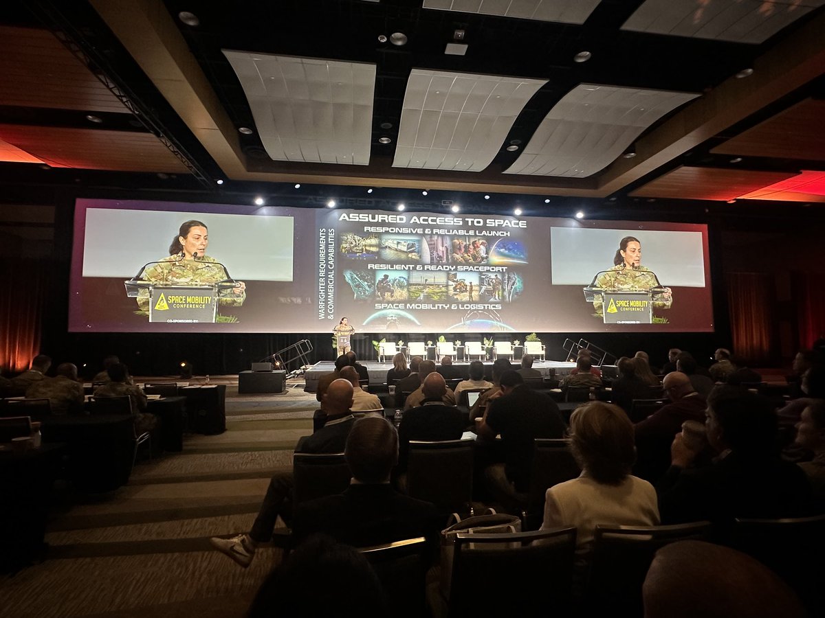 USSF_SSC's tweet photo. #SpaceSystemsCommand’s Brig. Gen. Panzenhagen addressed the commercial space industry during her #SpaceMobilityConference Assured Access to Space keynote . “How will the services develop the tactics, techniques & procedures? How does this fit into a whole of gov’t strategy?” https://t.co/3jXhov9K9O