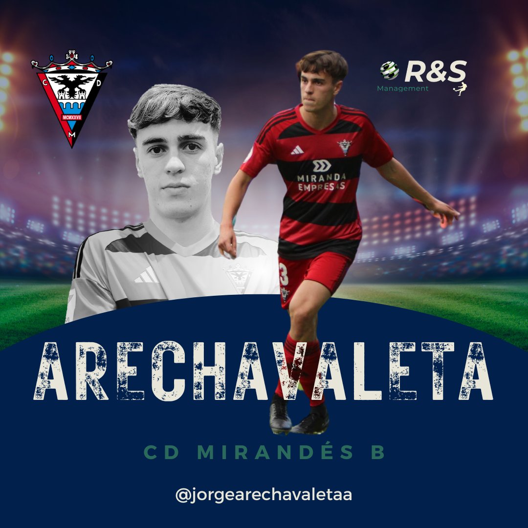 RySmanagement's tweet photo. Este es #JorgeArechavaleta y juega en el filial del @CDMirandes ⚽.
Encantados de que forme parte de la gran #FamiliaRyS 🔝.
#AúpaMirandés #TerceraFederación #3rfef #futbolmanager #noticiasdefutbol #FamiliaRyS #rysmanagement https://t.co/2NbVNSV4bO