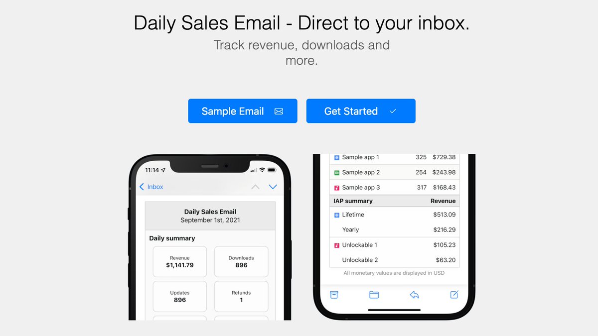 I just signed up for this handy tool created by <a href="/kyle_hankinson/">Kyle Hankinson</a> to receive daily emails about App Store revenue, downloads, updates and refunds.

dailysalesemail.com

Try it, it's free! ✨
