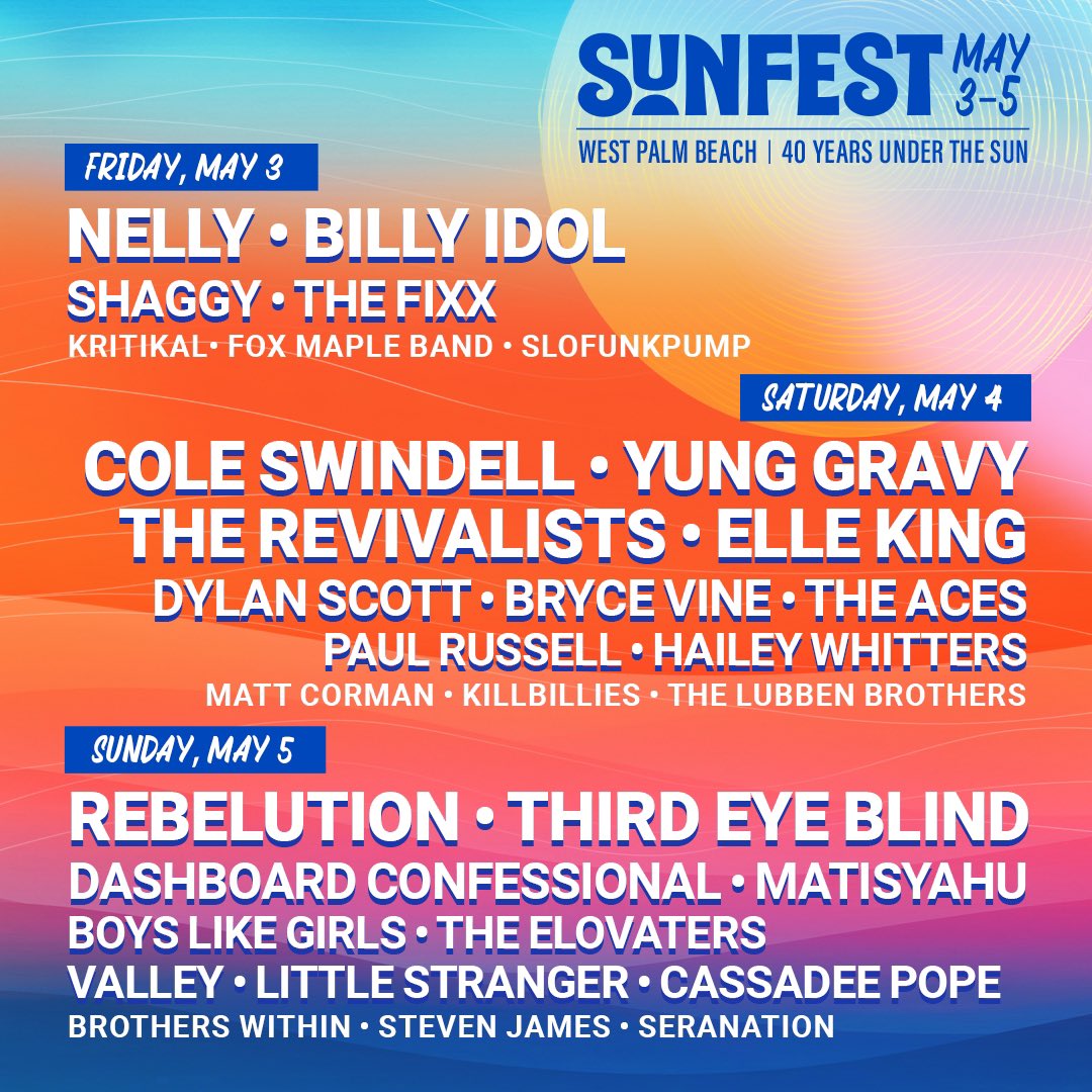 Feeling the hometown love! Can’t wait to play the festival I went to every single year growing up. Thank you at @SunFestFL for having me 🥹 tix at link in bio