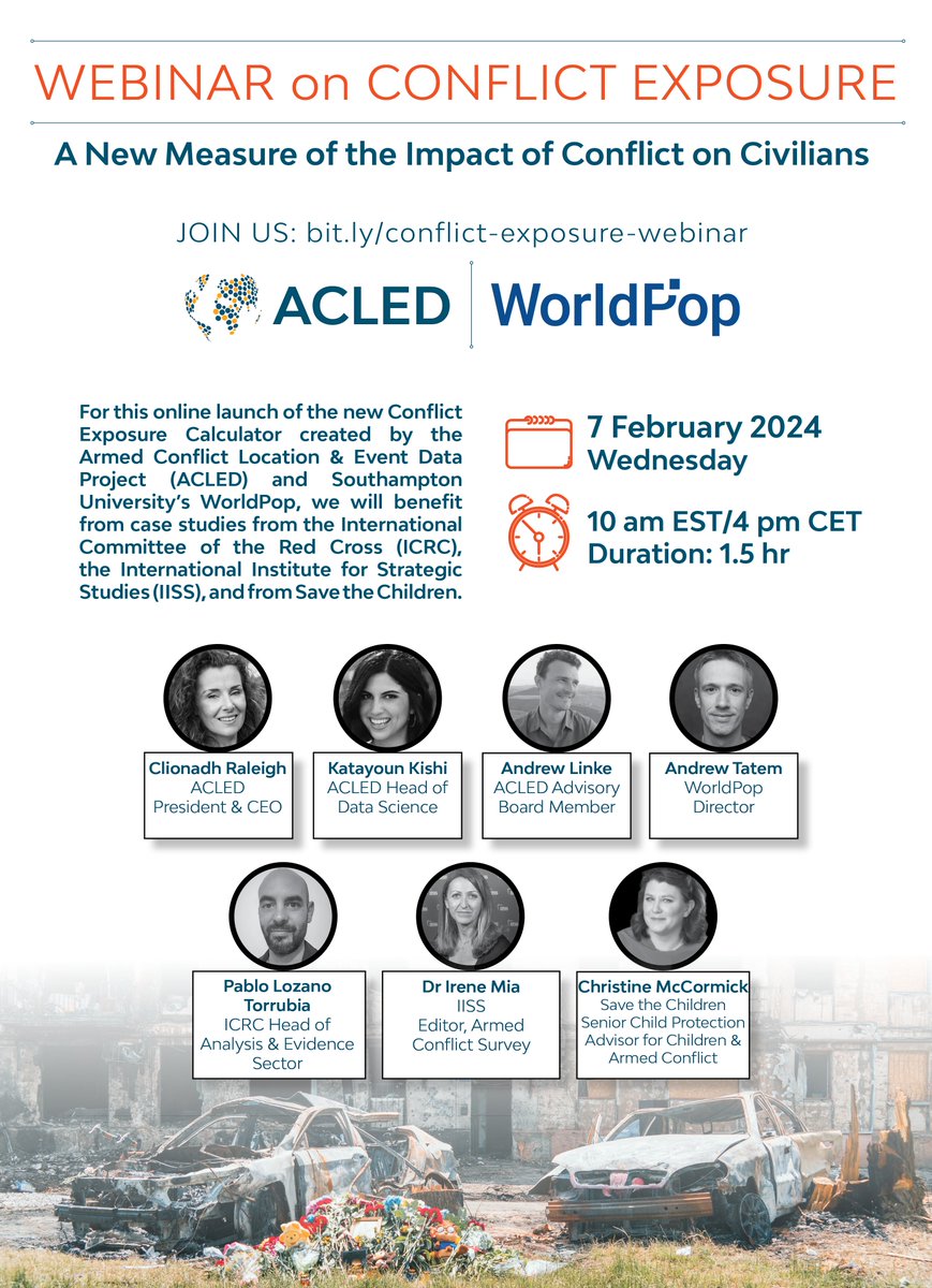 WEBINAR I Conflict Exposure: A New Measure of the Impact of Conflict on Civilians  

🗓️ Wednesday, 7 February 2024 
⏰10 am EST/4 pm CET

Register here: bit.ly/conflict-expos…
