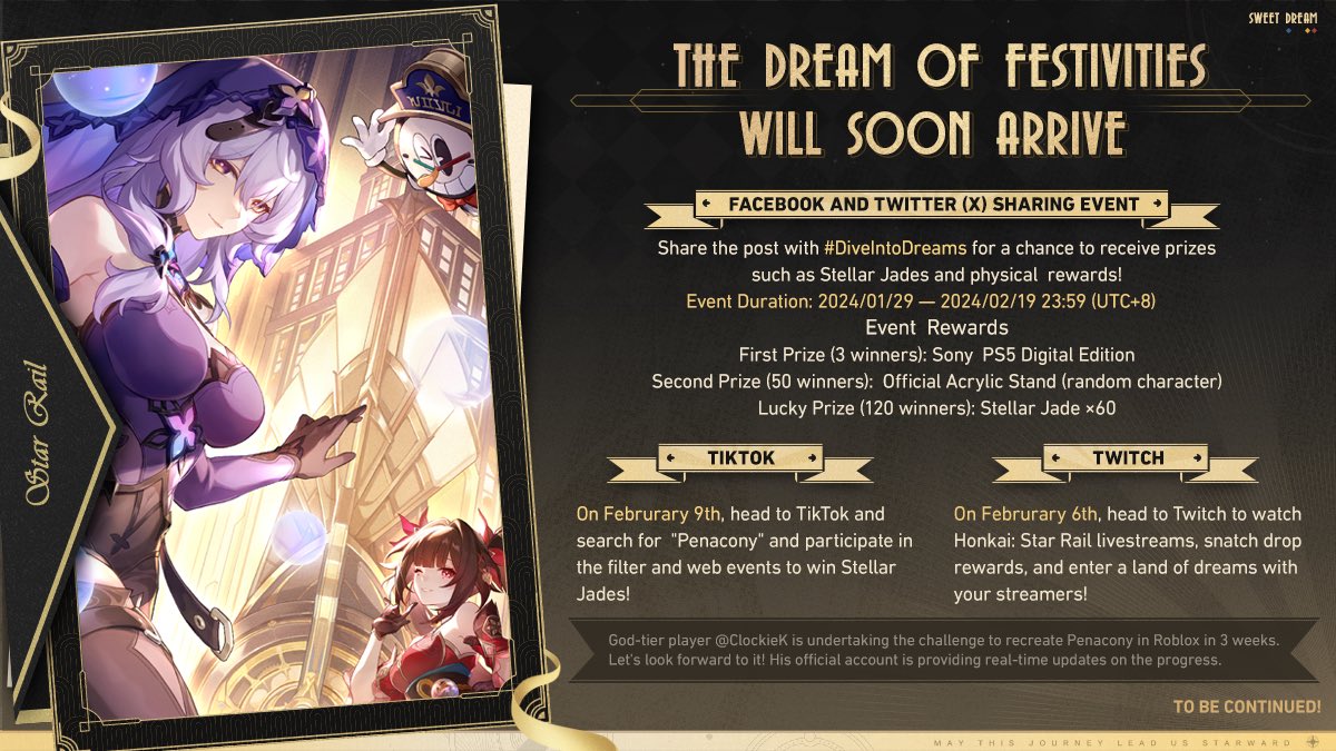 baberton's tweet photo. Star rail prizes! #DiveIntoDreams https://t.co/R3kUuWH1Ow