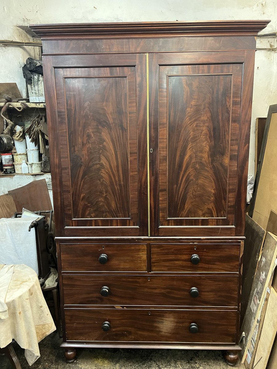 DanRestoration's tweet photo. Restoring a Georgian 1780 linen press, replacing worn out runners and come across a drawing  for a library/ work table full scale on pine construction timber , showing  the workings of the cabinet maker left behind https://t.co/Zcku61jiAo