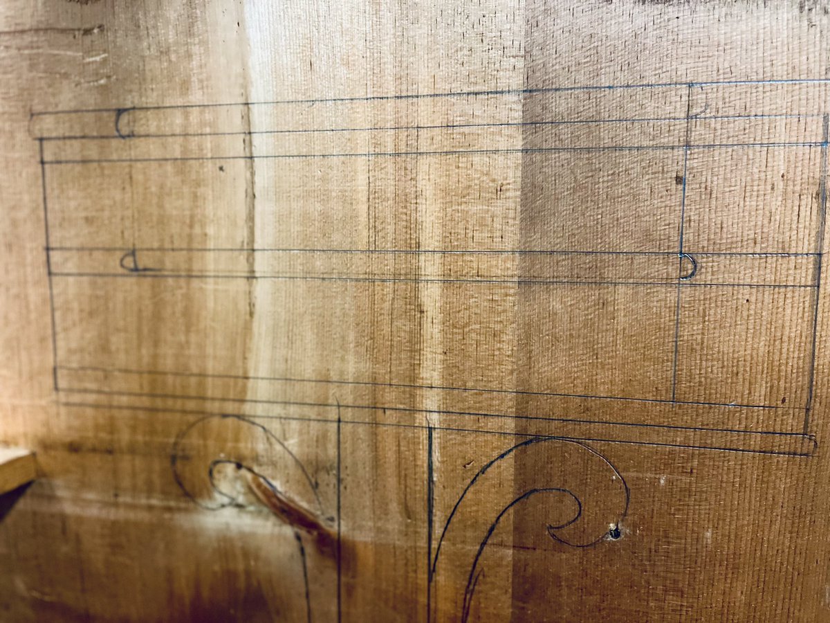 Restoring a Georgian 1780 linen press, replacing worn out runners and come across a drawing  for a library/ work table full scale on pine construction timber , showing  the workings of the cabinet maker left behind