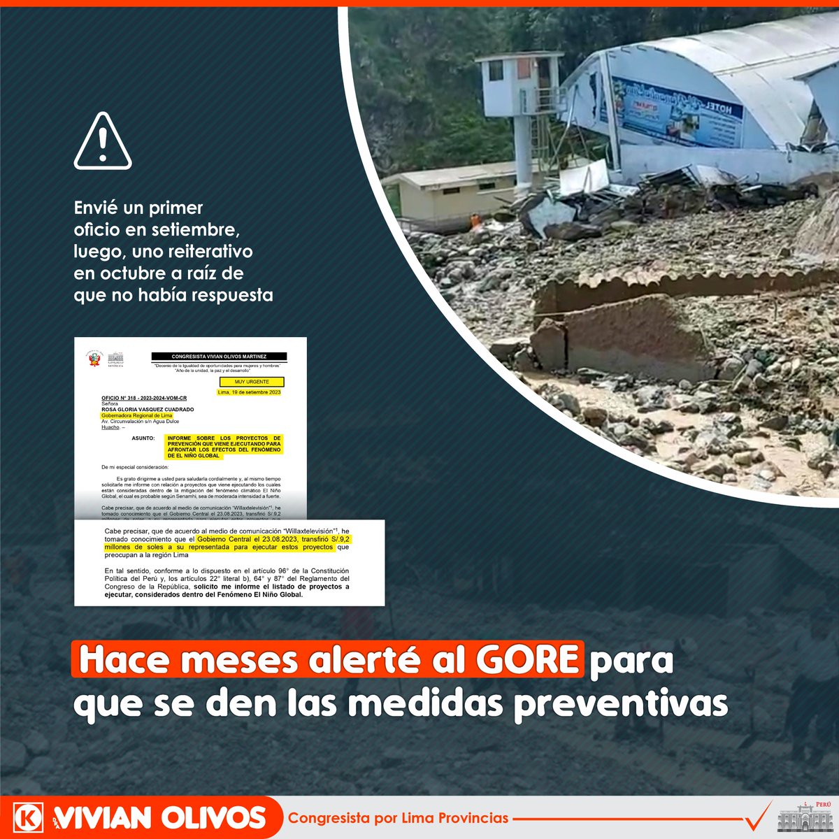 VivianOlivos's tweet photo. 🚨 #Huaicos en la provincia de #Huaral, han perjudicado a los distritos de Santa Cruz de Andamarca y #Pacaraos, siendo en este último en donde los baños de #Collpa han sido destruidos
✅ He oficiado pedido a @indeciperu, @MTC_GobPeru, al GORELI y a la MPH. #LimaProvincinas https://t.co/5K3GEkTqNF
