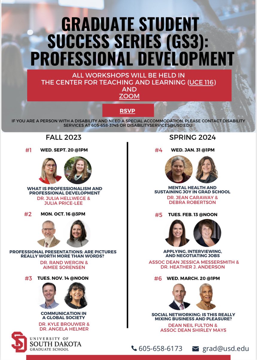 Join us Wednesday, Jan.31st at 1pm for session #4 Mental Health and Sustaining Joy in Grad School with Dr. Jean Caraway and Debra Robertson. 

RSVP 
docs.google.com/forms/d/e/1FAI…