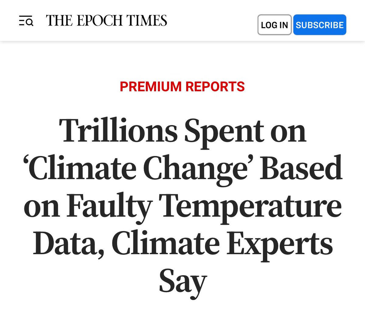TheChiefNerd's tweet photo. “A growing chorus of climate scientists are saying the temperature readings are faulty and that the trillions of dollars pouring in are based on a problem that doesn’t exist.
More than 90 percent of NOAA’s temperature monitoring stations have a heat bias, according to Anthony Watts, a meteorologist, senior fellow for environment and climate at The Heartland Institute, author of climate website Watts Up With That, and director of a study that examined NOAA’s climate stations.
‘And with that large of a number, over 90 percent, the methods that NOAA employs to try to reduce this don’t work because the bias is so overwhelming,’ Mr. Watts told The Epoch Times.
He published his findings in a new study on July 27, 2022. It found that even more, approximately 96 percent, of NOAA’s temperature stations still failed to meet its own standards.
Over the years, he said, more and more infrastructure has been built up around the thermometer locations, and at night, the asphalt and concrete release the absorbed heat and push up the temperature.
‘You can look at any set of climate data, no matter who produces it, and you can see this effect. The low temperatures are trending upward much faster, and the high temperatures are virtually unchanged. But it’s the average temperature that’s being used to track climate change,’ Mr. Watts said.
He said that even though both NOAA and NASA claim that they can adjust their data to account for the urban heat island effect, the bias is impossible to overcome because the problem impacts 96 percent of surface stations.
He said the few thermometers located at climate stations not experiencing a heat bias show half the rate of warming currently being reported.”