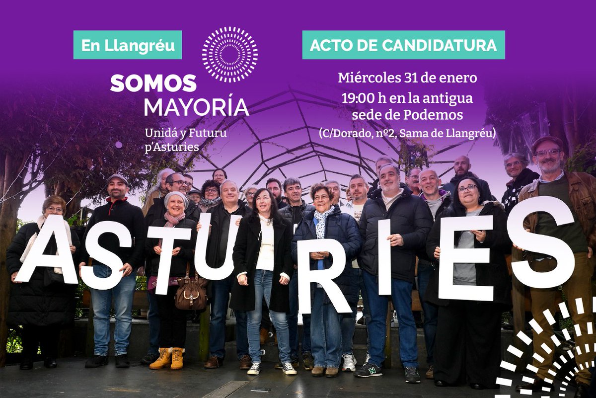 Este miércoles 31 de enero acto en #Llangréu por un #Podemos con autonomía y arraigo en #Asturies💜 #PodemosAsturies
