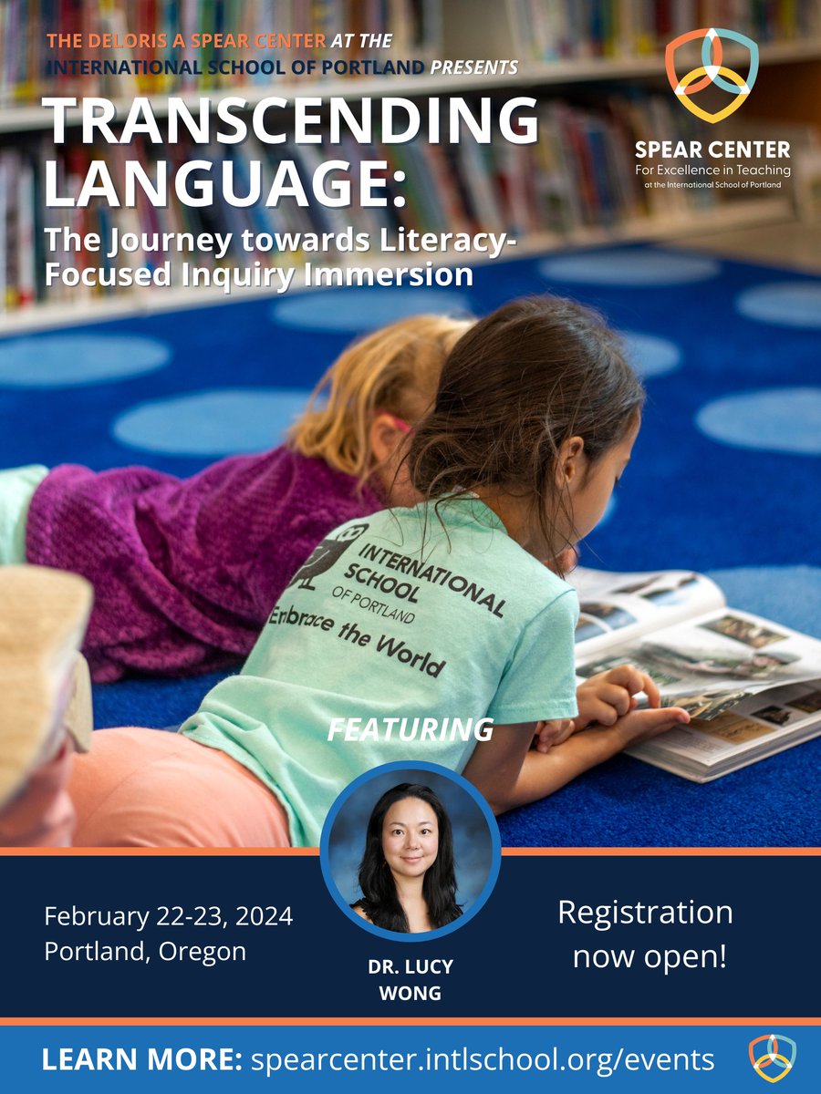 spearcenterpdx's tweet image. How can language instruction embrace a holistic approach that seamlessly integrates literacy development and inquiry-based learning?
Find out with Dr. Lucy Hoi Yin Wong in her upcoming workshop @intlschool!
Registration closes soon!
spearcenter.intlschool.org/dr-lucy-wong/