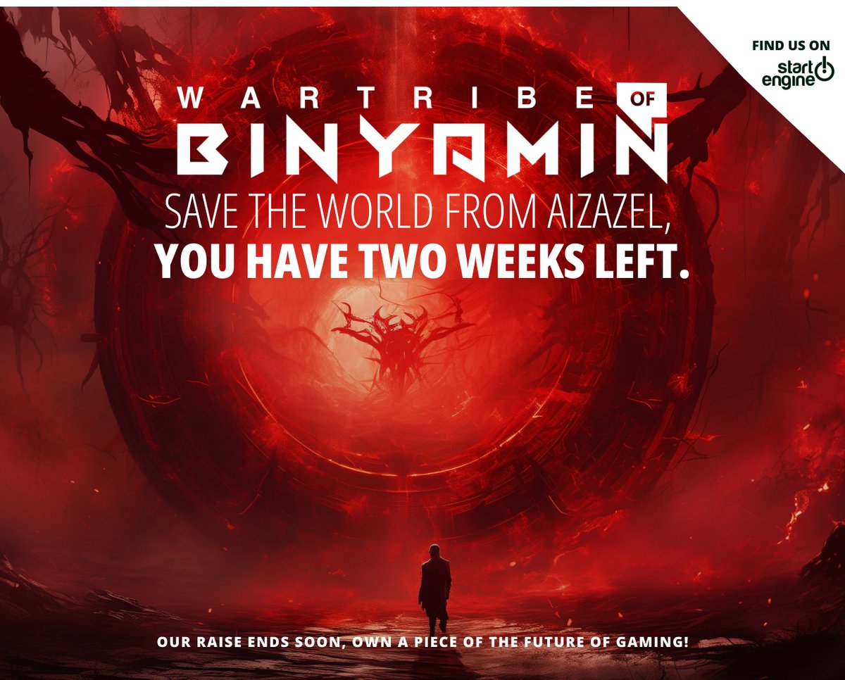Just 2 weeks left to invest in WarTribe of Binyamin on StartEngine!

That means two more weeks to be a part of the future of gaming, and contributing to bringing this to life!

Find us on startengine.com/offering/gravi…


#WartribeOfBinyamin #GeoGaming #ARRevolution #TechInvestment