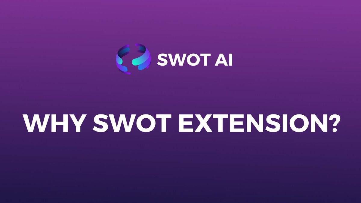 heisnappy's tweet photo. @Swot_AI Why SWOT Extension?
SWOT Extension stands out due to its innovative approach in integrating traditional SWOT analysis with a forward-looking perspective. #SWOTAIExtension anticipates future trends, setting it apart from traditional analyses fixated on the present.
#SWOTAI https://t.co/K6uvHXZC1w