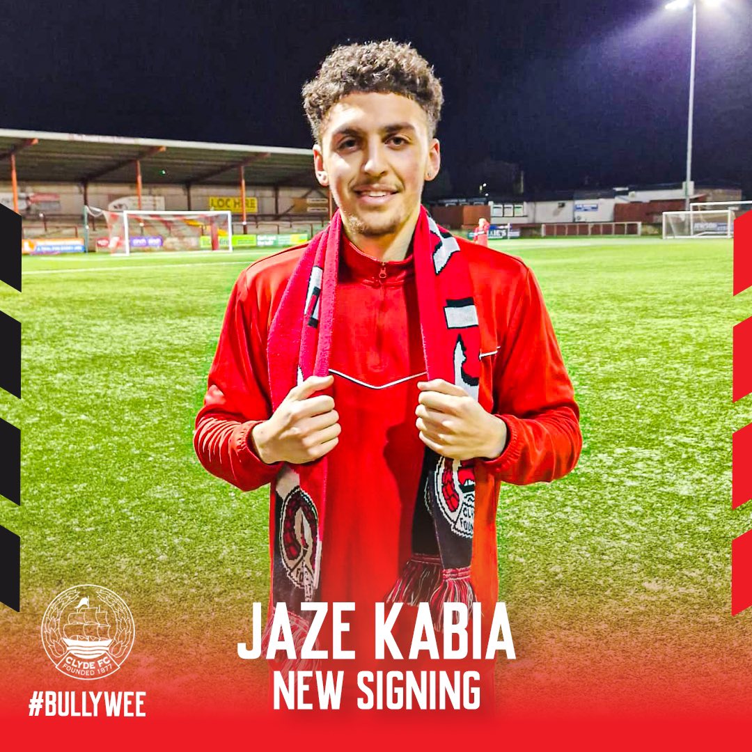 ClydeFC's tweet photo. 📝 We are pleased to announce the signing of Irish winger Jaze Kabia

Jaze joins the club after most recently being with Cork City, but has had spells at Livingston, Morton and Queen of the South 

He also goes straight into the squad for tonight #bullywee https://t.co/Ml1CZSHgFs
