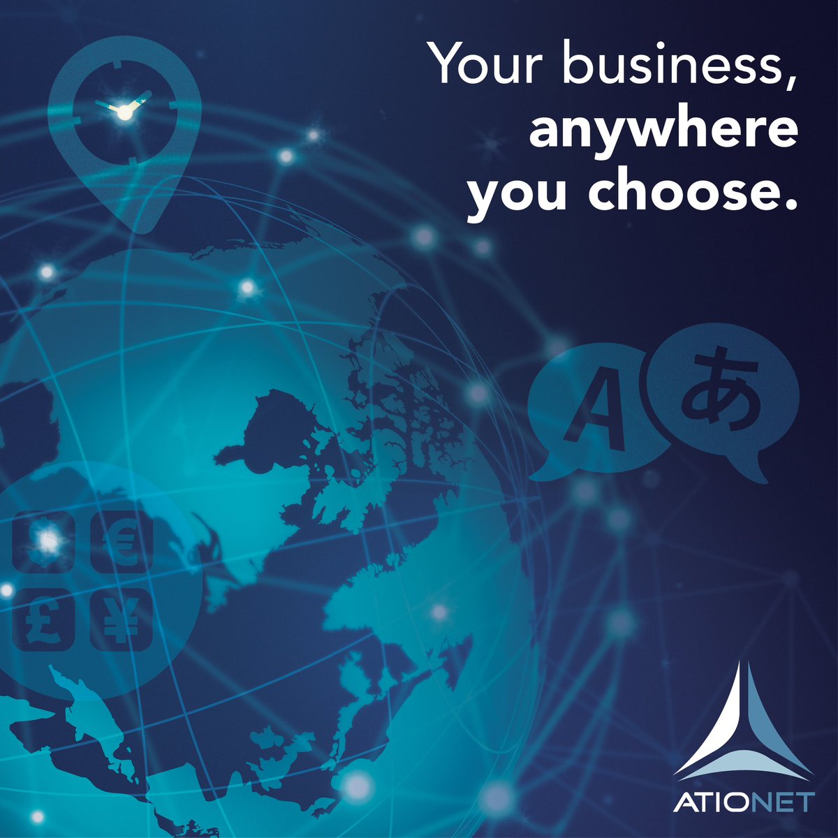 ationet's tweet photo. For those with an international footprint, our services seamlessly adapt to your preferred language, sync effortlessly with different time zones, and support a diverse range of currencies.  

ATIONET is not just a solution; we're a tailored fit for businesses of all kinds! 💫 https://t.co/QntwJfP4fW