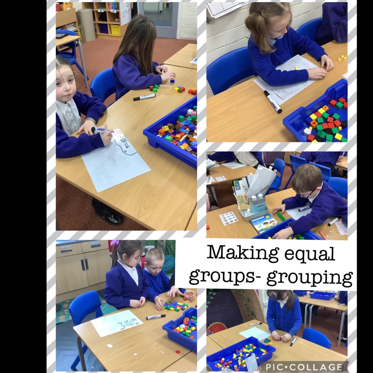 YR2HMSHumber's tweet photo. Today we have been making equal groups using grouping and writing down number sentences to match.  We enjoyed working in pairs 😊#deltastrand https://t.co/UpAf1B9UA0