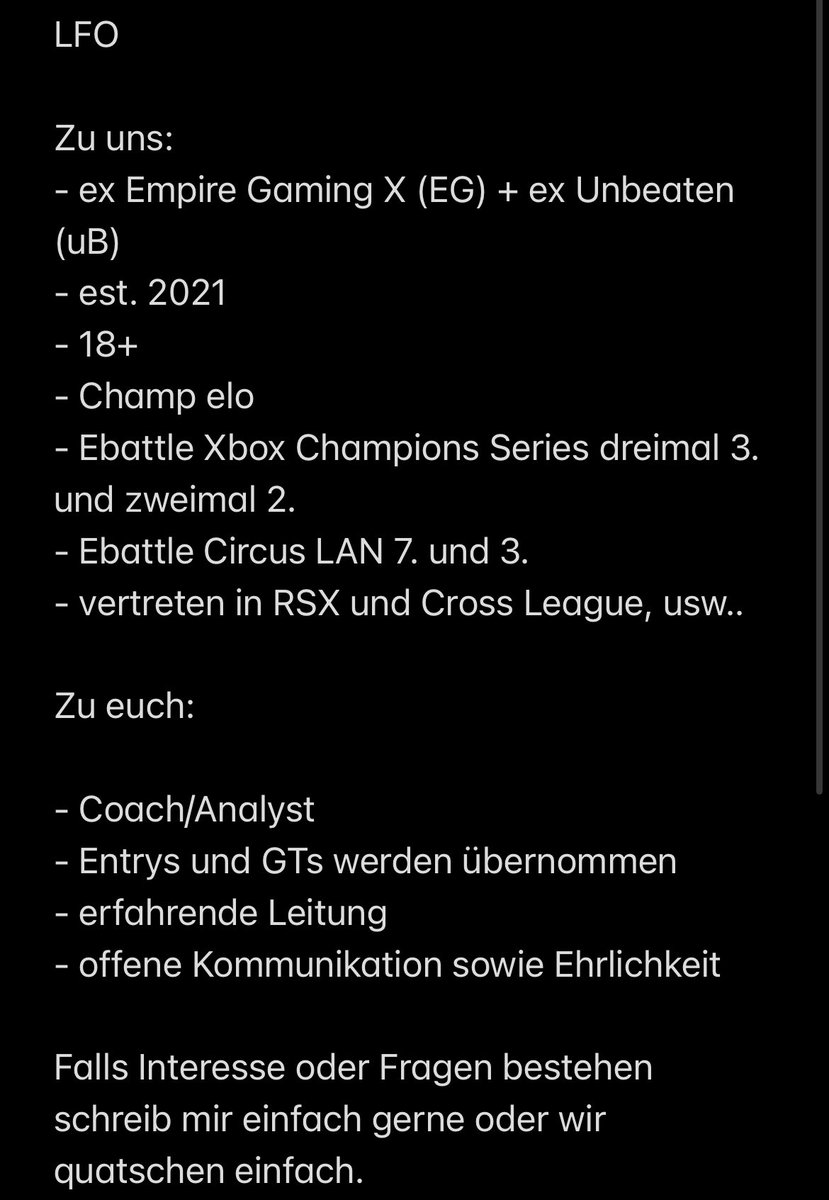 Wir suchen eine neue ORG!