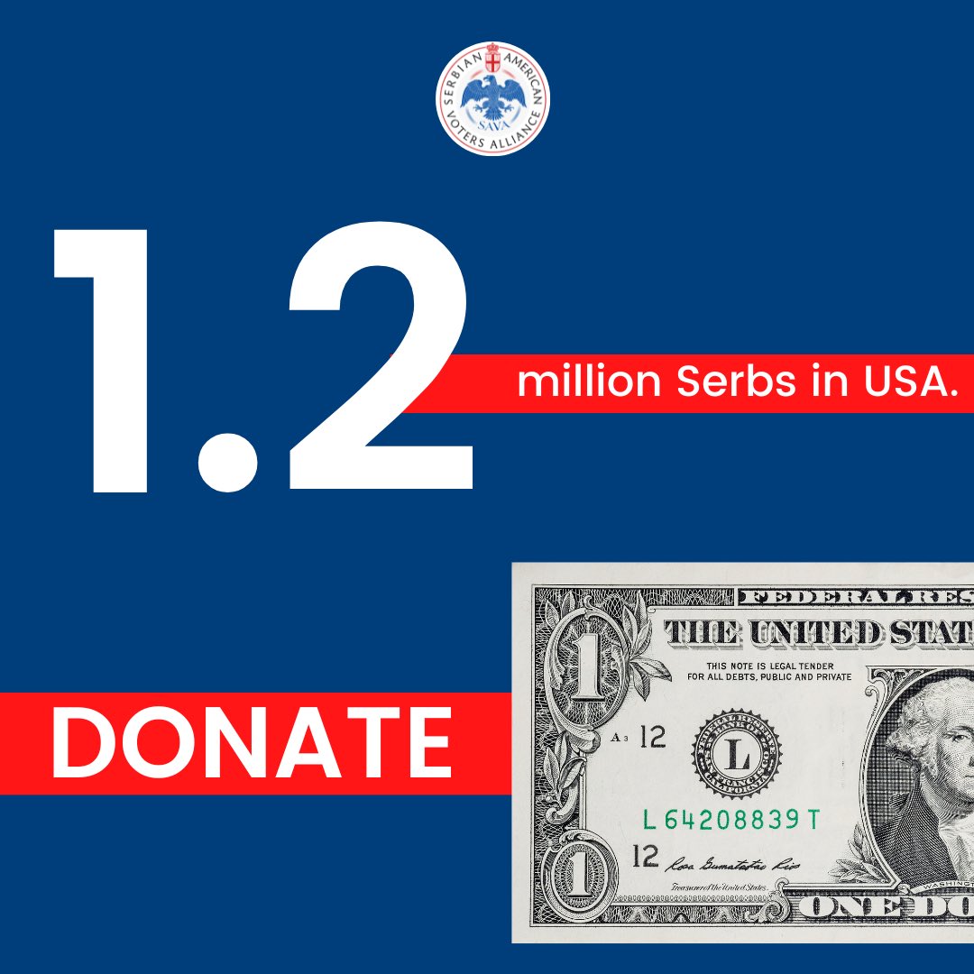 Small Donations, Big Impact: Imagine if 1.2 million Serbs in the USA each donated just $1. 💰

Together, we have the potential to make a monumental difference in shaping the political landscape. 

Your contribution matters! Join us in driving change today.

#savapac