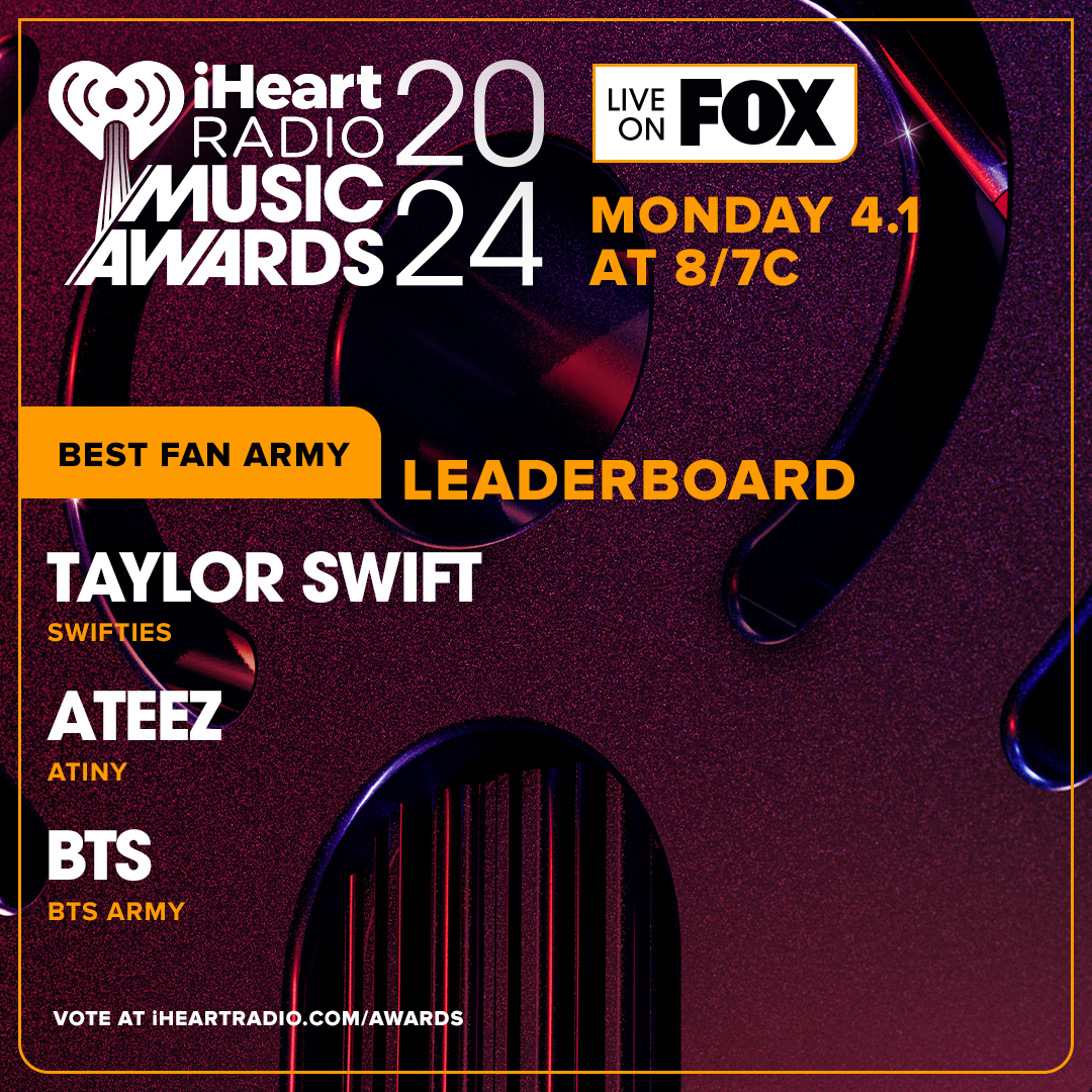 979WNCI's tweet image. The results are in! 👀 See who’s leading the votes for #BestFanArmy at our 2024 #iHeartAwards! 🏆 Reminder… these are in no particular order and voting is STILL OPEN at iHeartRadio.com/Awards 🎉