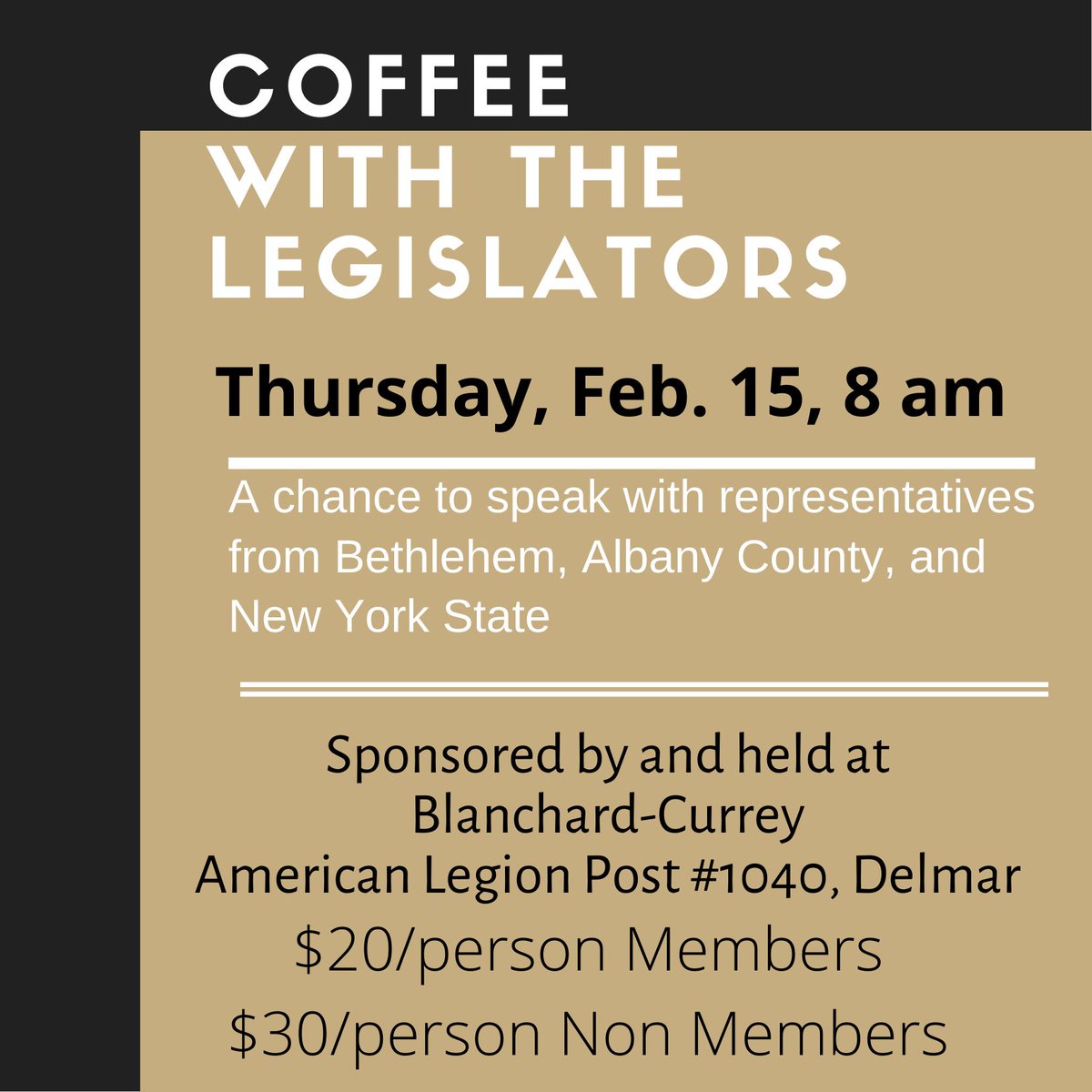 Just a couple of weeks to Coffee with the Legislators Event. Register today bit.ly/3Oqwkv8