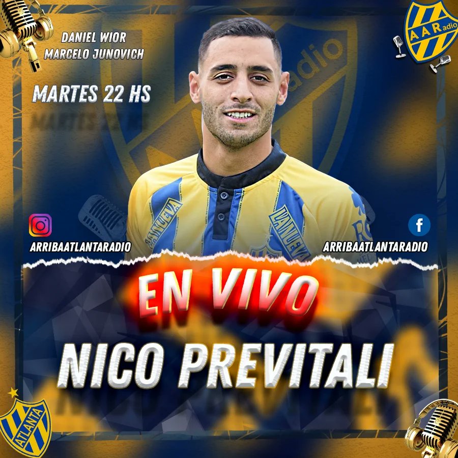 ArribaAtlanta's tweet photo. 👉🏻Hoy en vivo , El Turco Previtali y Lucas Rios 🙌🏼
.
.
#ArribaAtlanta !! 🟡🔵 https://t.co/2wfVSRHAG4