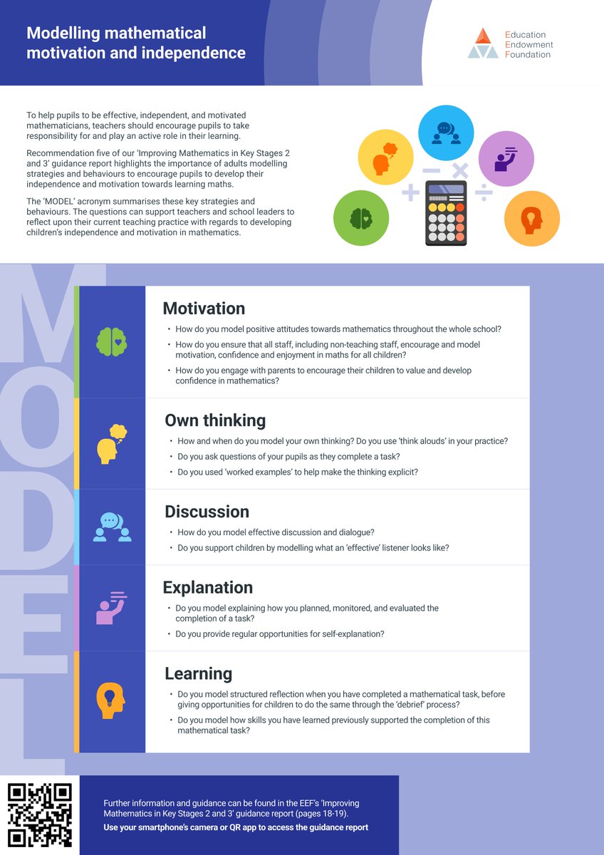 🧮 @Gracecoker27, our maths specialist, introduces a new EEF resource to encourage children’s independence and motivation in mathematics. Find out more: eef.li/mHuQpe 1/2