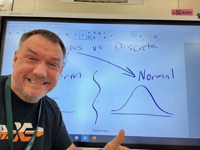 MrDownin's tweet image. Talking about Continuous random variables in class today.
I drew this AMAZING Normal curve...freehand!
I had to share it with the world!

Enjoy!
#mtbos #APStats #APStatistics @AP_Trevor @CollegeBoard