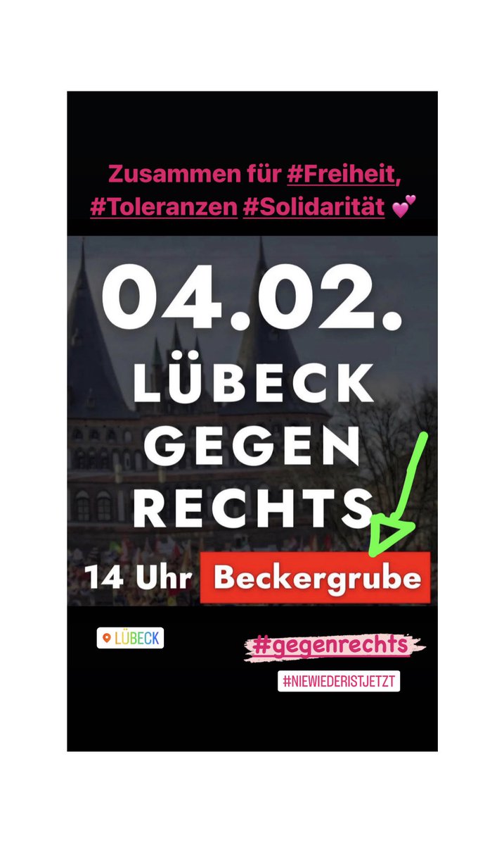 Sonntag, 4. Februar 14:00 Uhr, Beckergrube #Lübeck: Zusammen gegen Rechts 💕

#gegenrechts #niewiederistjetzt